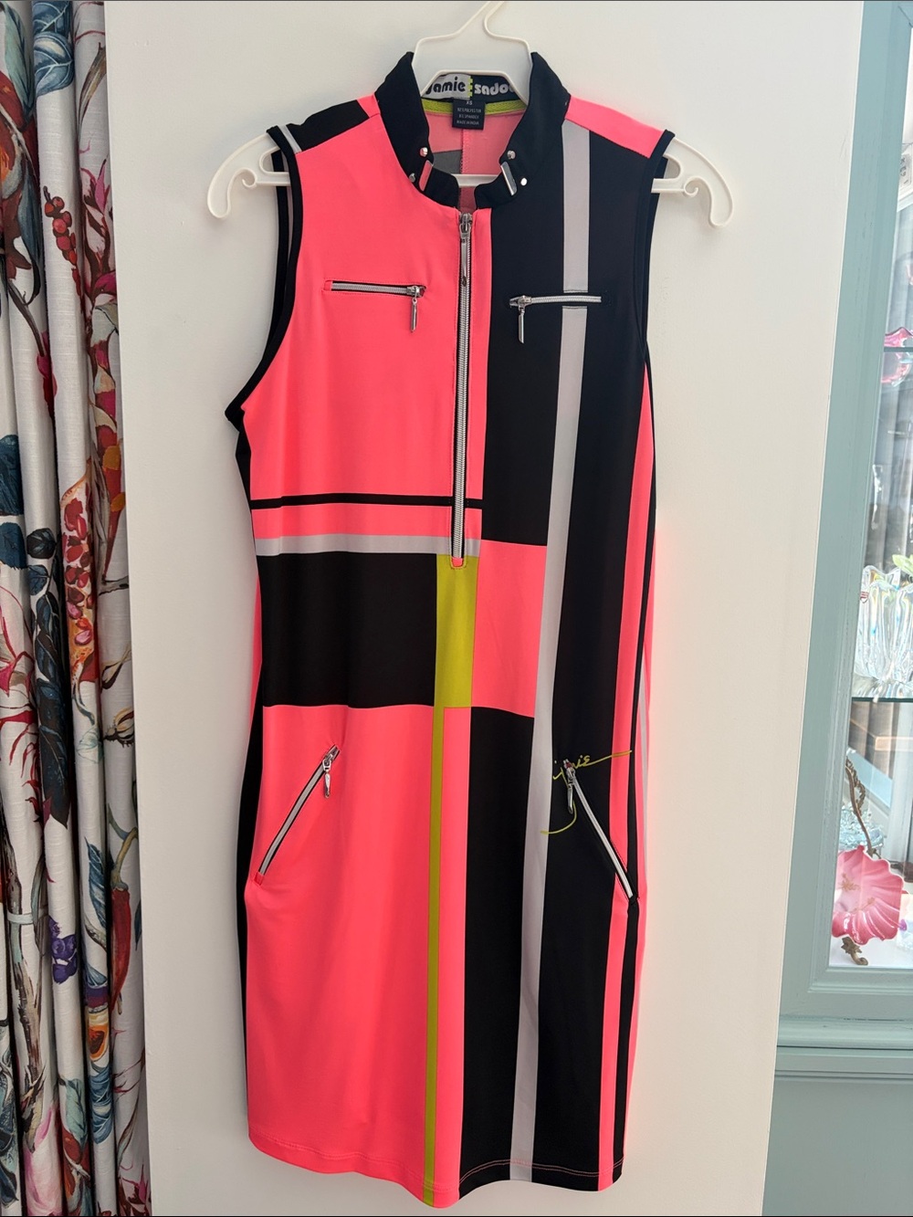 Sleeveless Colorblock Neon Pink & Black Dress